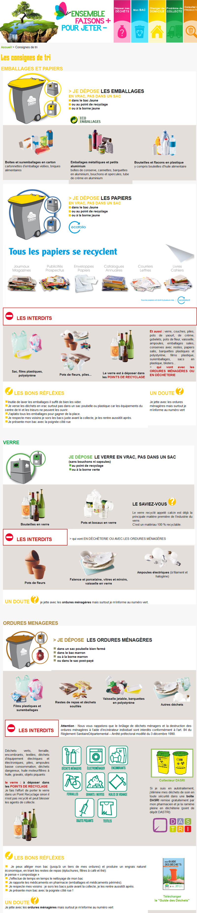Consignes de tri Sirtom